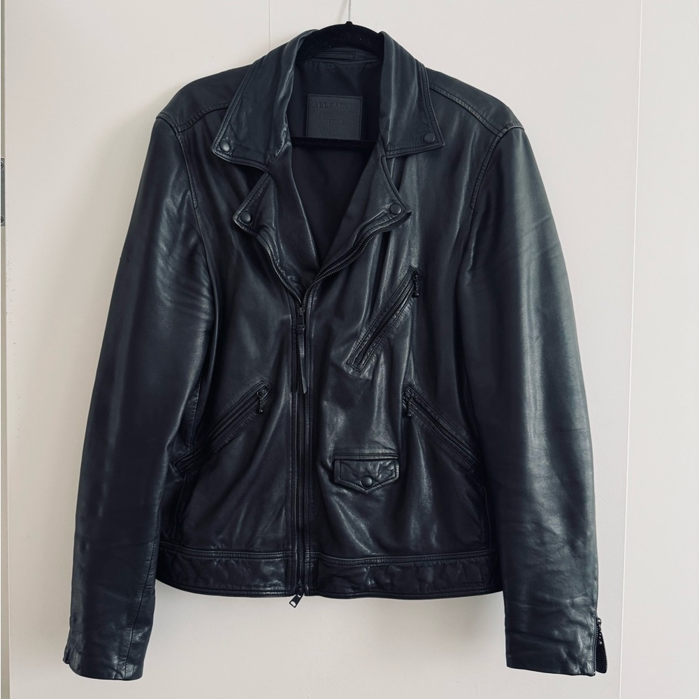 Allsaints Black Leather Lambskin Moto Jacket